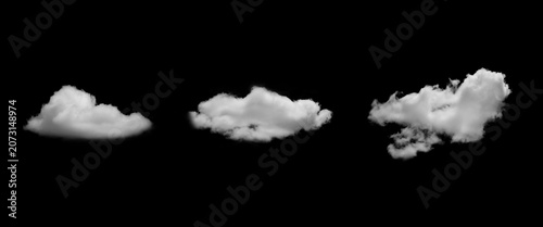 фотографія Realistic white clouds, isolated on a black background