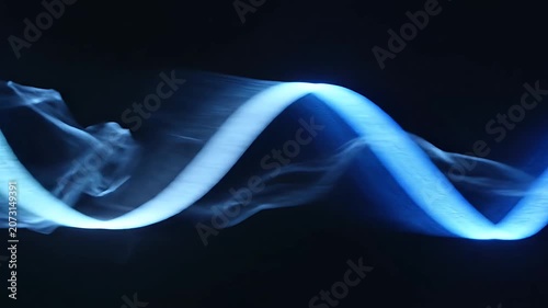 Curved white light streaks on dark background.