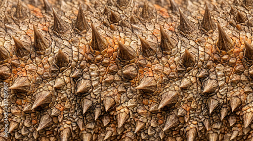 Brown spiked reptile scales texture background