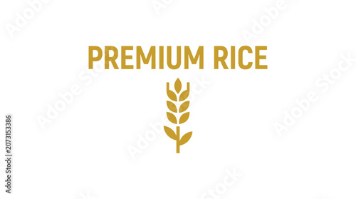 Golden Premium Rice Brand Logo Design.
