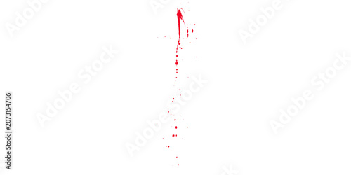 Quadro su tela Red paint splatter with droplets falling down on isolated transparent background