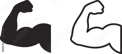Принти на полотні Strong arm icon, bicep muscle symbol, vector illustration of flexed arm
