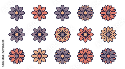 Quadro su tela Colorful flowers in various shades.