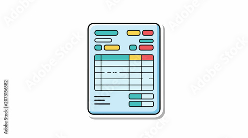 A light blue graphic of a smartphone with various colorful buttons and a grid
