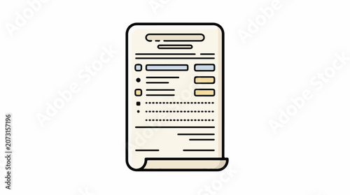 A simple stylized illustration of a document with various lines and rectangles