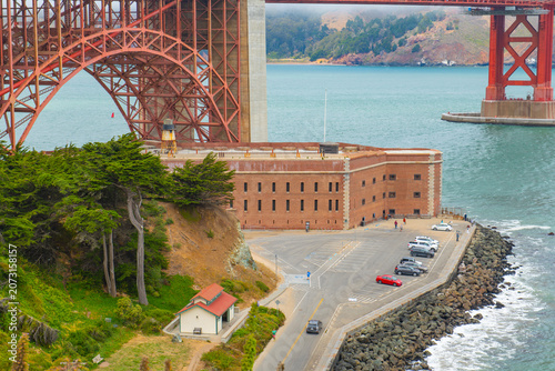 Cuadro en lienzo Fort Point National Historic Site at Golden Gate Bridge in Presidio of San Francisco National Park Site, San Francisco, California CA, USA