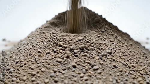 Mound of grey construction sand or gravel