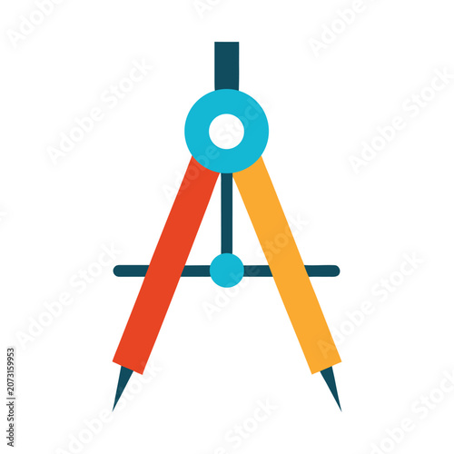 Compass geometry tool vector illustration for technical drawing and math education. Back to school vector elements. 
