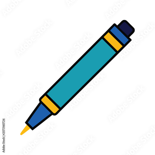 Marker pen flat design vector icon illustration isolated on light background