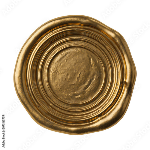 Golden wax seal isolated object
