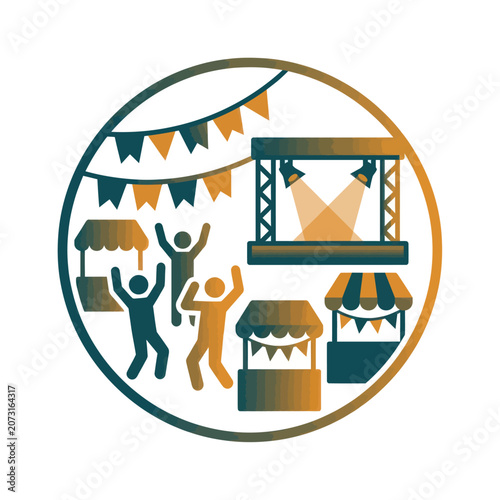 Foto People Celebrating At Market Stalls.