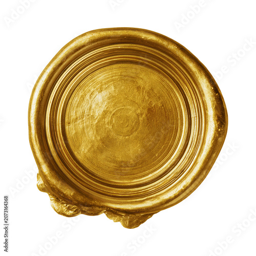 Golden wax seal isolated object