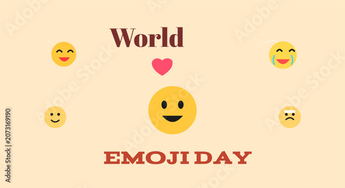 World Emoji Day Celebration Design with Colorful Smiley Icons and Fun Expression Theme