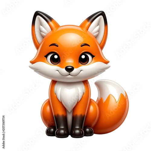Cute cartoon fox with big eyes and fluffy tail
