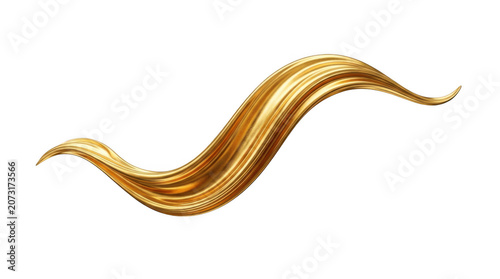 Golden liquid swirl with glossy highlights flowing elegantly during studio lighting isolated on transparent background
