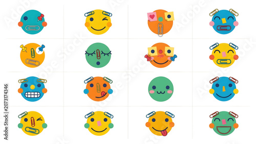 Fun, colorful emoticon faces, emoji characters, vector icons world Emoji  day