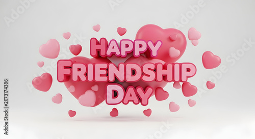 Happy friendship day greeting sign with pink hearts friendship greeting