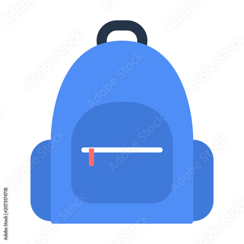 Backpack Flat Icon. Simple flat backpack icon representing students, school supplies, and education.