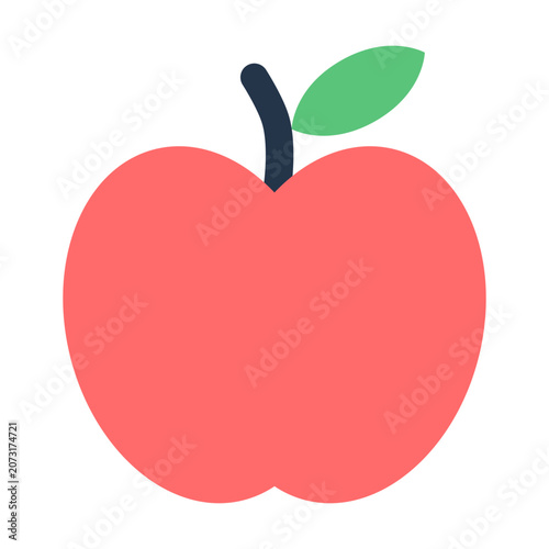 Apple Flat Icon. Simple flat apple icon commonly associated with education, teachers, and school activities.
