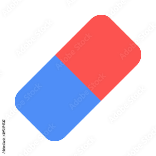 Eraser Flat Icon. Simple flat eraser icon representing writing correction and school supplies.