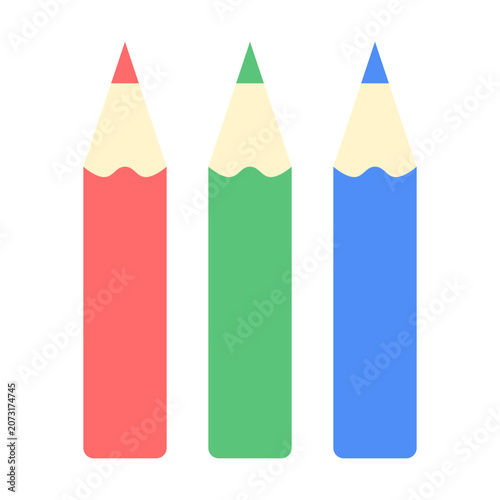 Colored Pencil Flat Icon. Simple flat colored pencil icon representing creativity, drawing, art, and education.