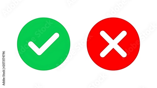 Green and red thumbs up and thumbs down icons isolated on white background