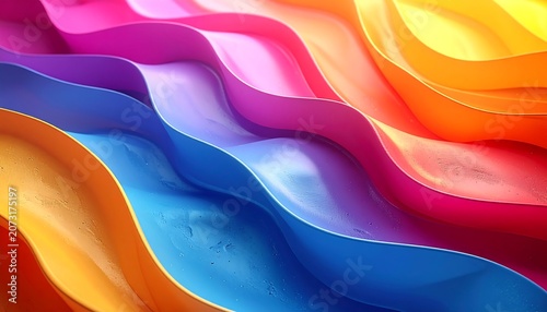 Vibrant colorful wavy layered abstract design.