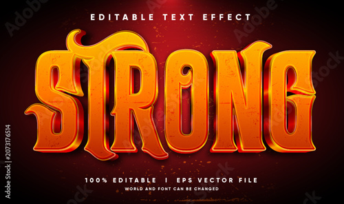 Strong fantasy 3D text effect vector template with modern style