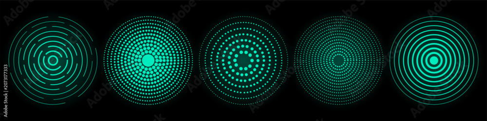 Εκτύπωση καμβά Neon radar sonar circle with wifi wave glow, transparent digital beep signal eff