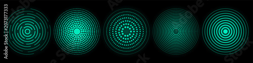 Fényképezés Neon radar sonar circle with wifi wave glow, transparent digital beep signal eff