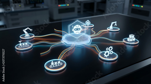 AI agent workflow streamlines automation process on futuristic interface panel