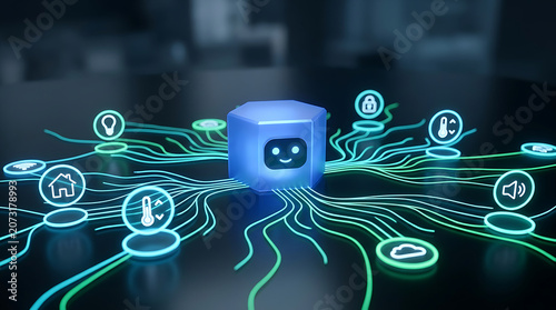 An AI agent workflow diagram illustrates connections between robotic elements.