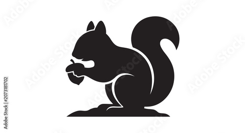 Фотография Squirrel Silhouette On Ground Black And White Graphic