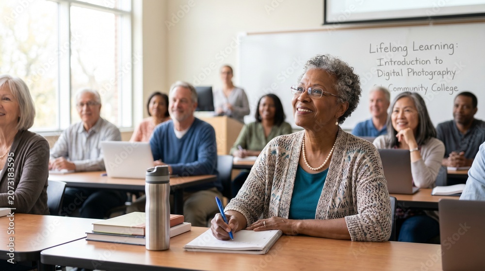 Fototapeta premium Lifelong learning in community college digital photography class