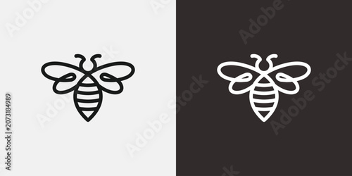 Tableau sur toile Minimalist bee logo design on contrasting backgrounds simple and elegant