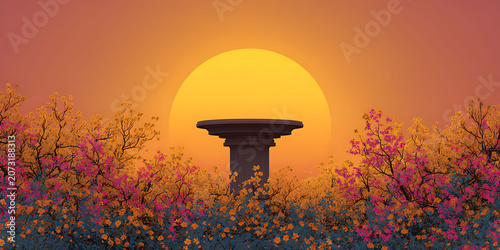 Beautiful natural background of flowers, podium, space for advertising. Greeting card. Health, beauty, life, flora. For designers, advertising, IT.