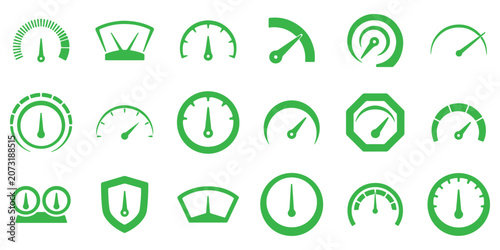 Картината върху платно Gauge icons speed meter dial indicators dashboard instruments and tachometer vector set