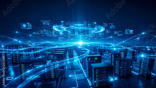Advanced Enterprise Data Center with Intelligent Server Infrastructure, Cloud Computing Systems and Digital Network Technology