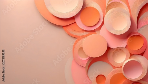 Abstract Effort peach and pink circles light beige background.