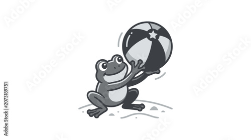 Photography Frog holding a beach ball.