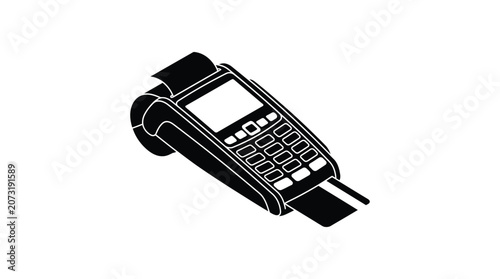 Obraz na plátne Portable Payment Terminal Silhouette A Black Vector Illustration