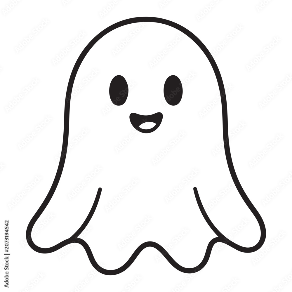 Obraz premium halloween outline ghost vector illustration isolated on white background
