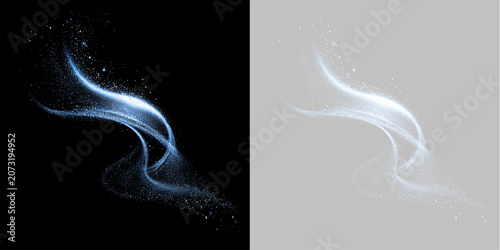 Photos Transparent PNG overlay of a glowing blue light wave with falling frost powder a