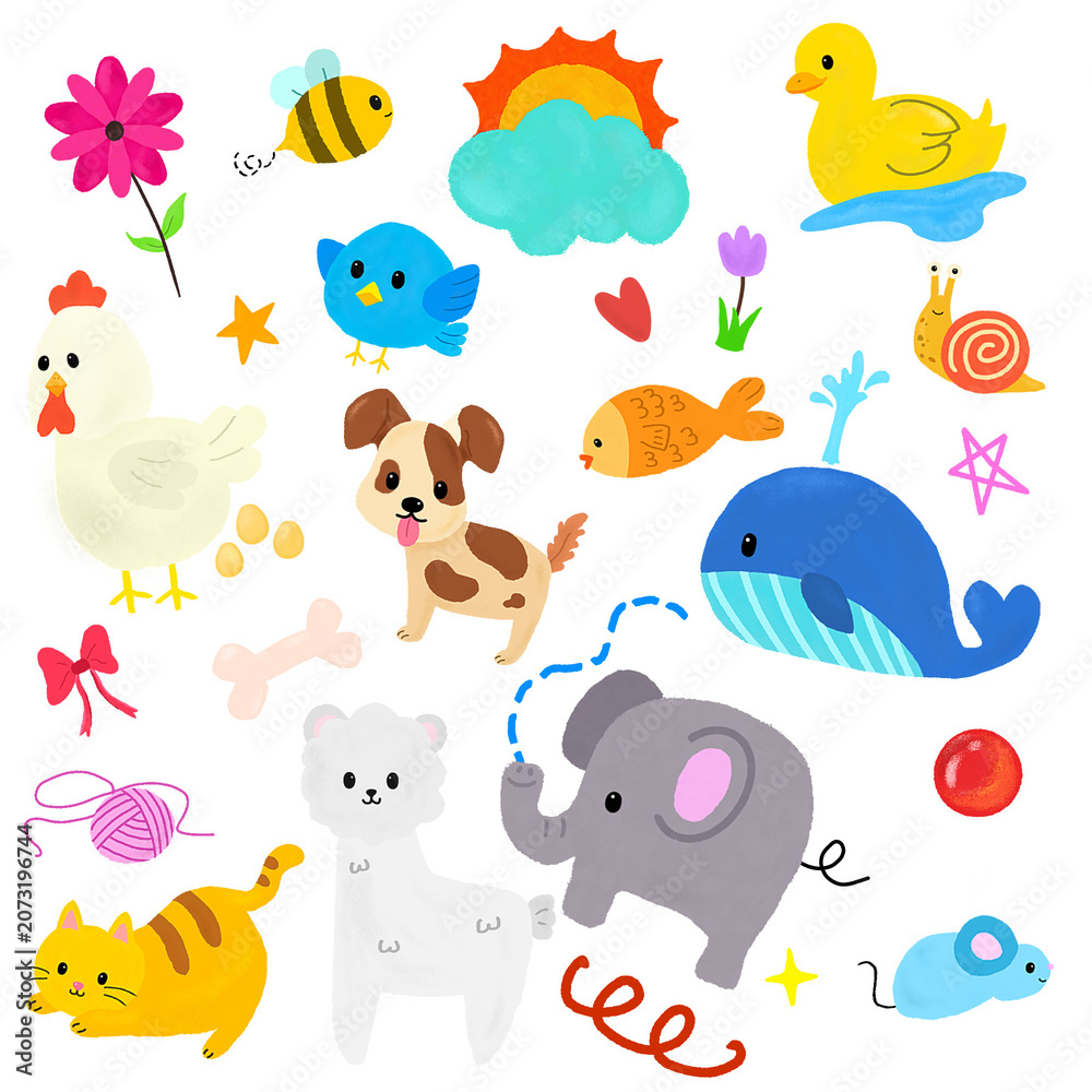 Fototapeta premium cartoon animal seamless pattern, seamless pattern with animal, cute animal set cartoon, animal cartoon, sea animals cartoon, kid animals set, zoo vector set, wild animal set, cute pet cartoon