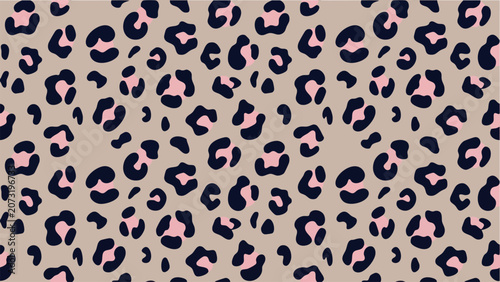 Seamless Leopard Animal Skin Pattern with Dark and Soft Pink Spots on a Neutral Beige Background for Modern Textile and Fashion Design