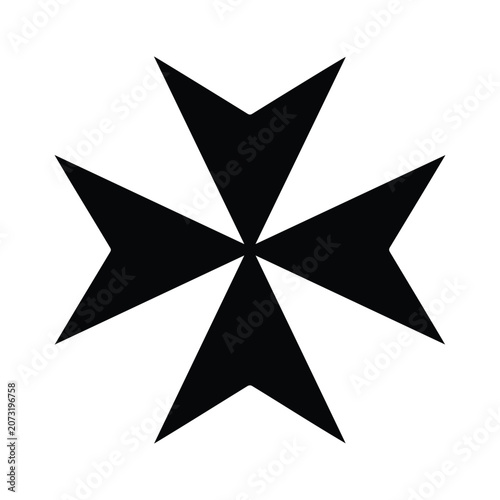 Maltese cross black silhouette, a historical symbol associated with chivalry.