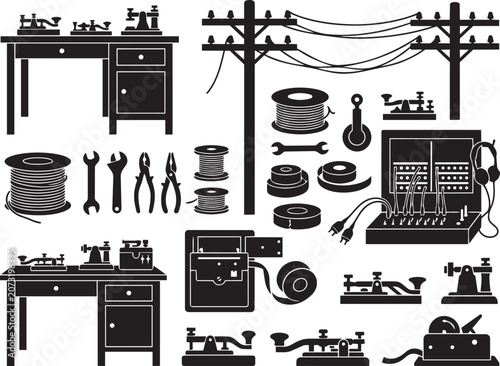 Tableau sur toile Premium Halloween Vintage Telegraph Office Collection Featuring Communication Eq