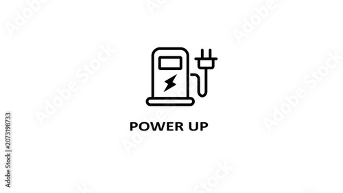 Battery charging animation with lightning bolt and power up effect loopable energy concept