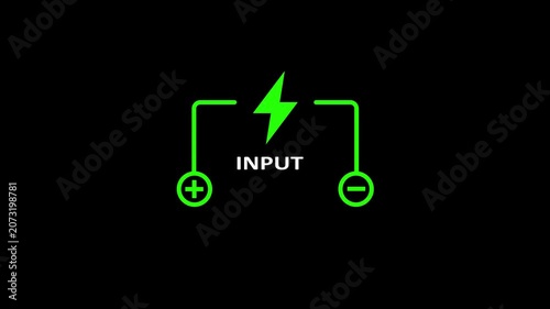 Neon green power input animation electric charge pulse effect for ui, tech, and gaming