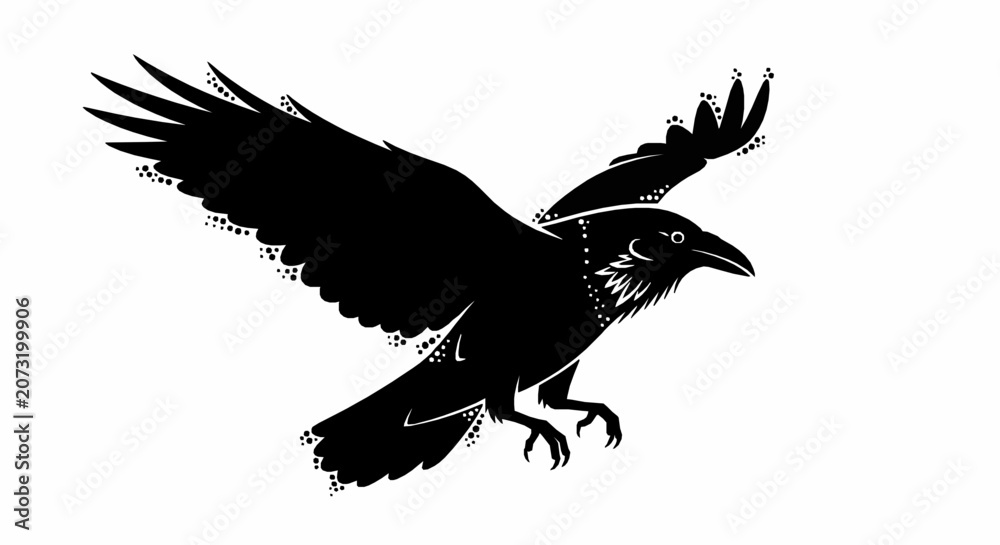 Obraz premium Flying raven silhouette